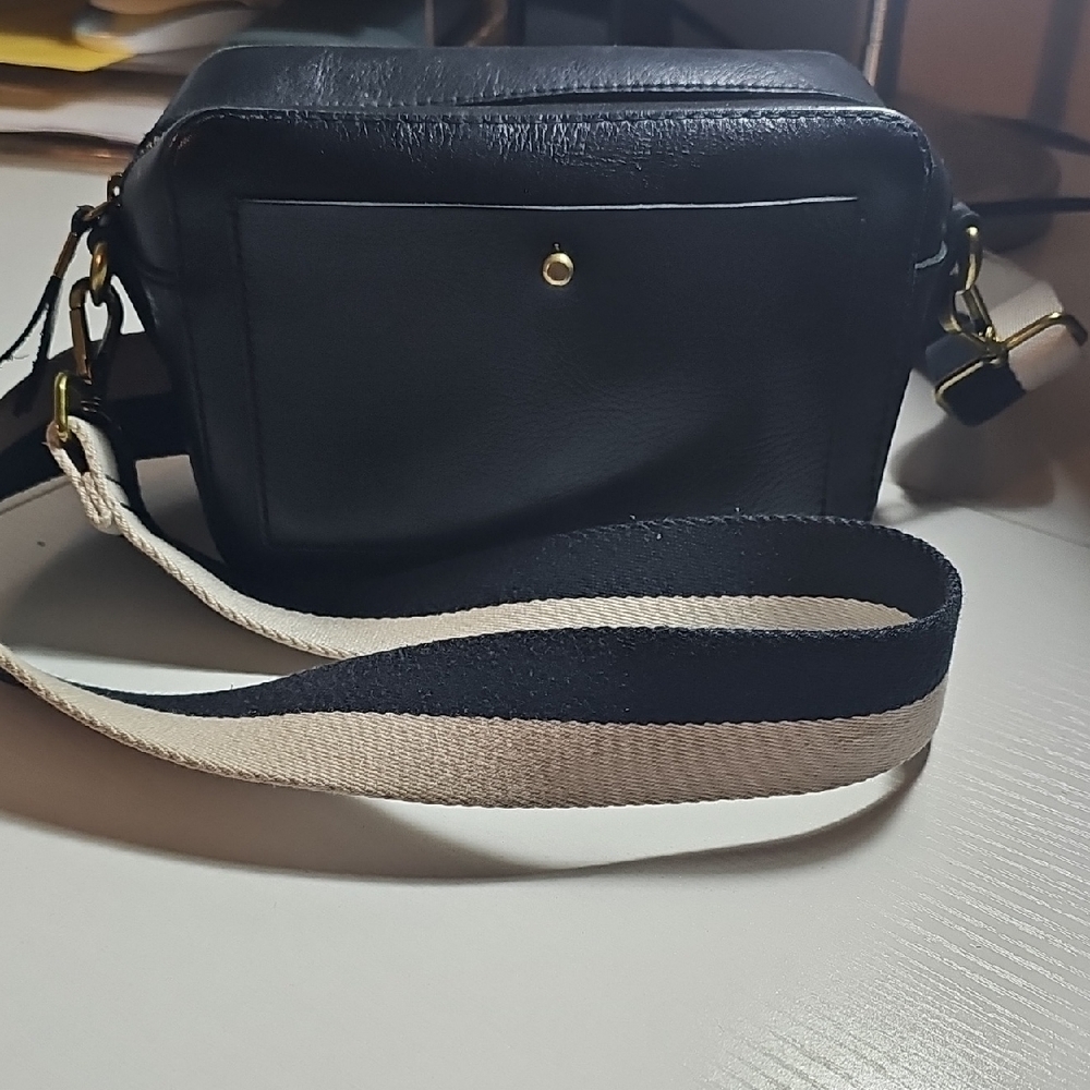 Madewell Black Crossbody Bag with Cream Strap